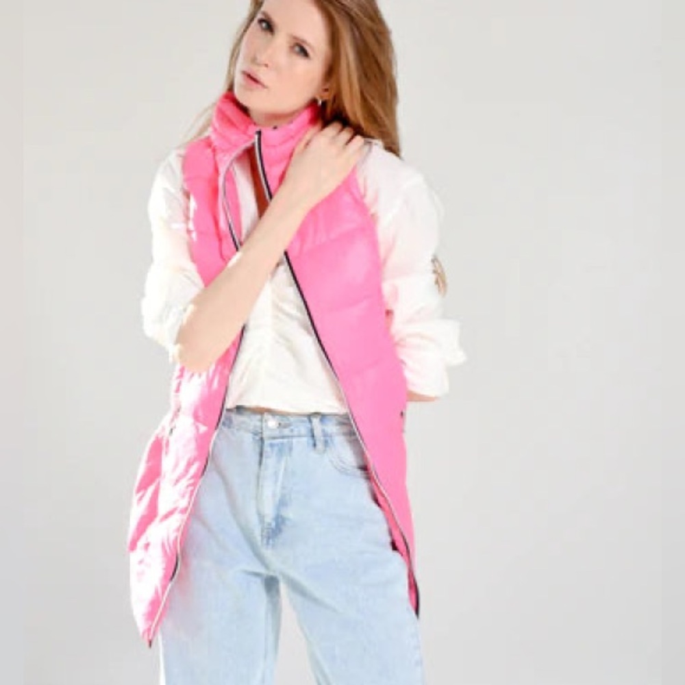 My Anorak Fuchsia Quilted Long Vest